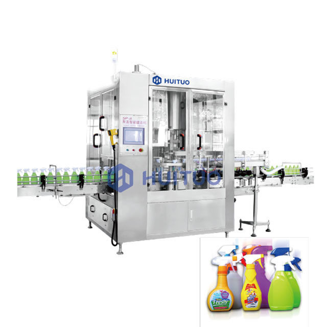ταχύτητα μηχανών κάλυψης μπουκαλιών 100ml 1500ml 20-100 μπουκάλια/λ. για τα προϊόντα καθαρισμού